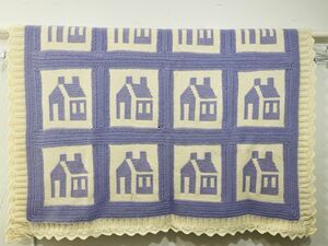 Crochet Afghan Purple Lavender Cabin Farmhouse Blanket Grandmas House Amish Knit